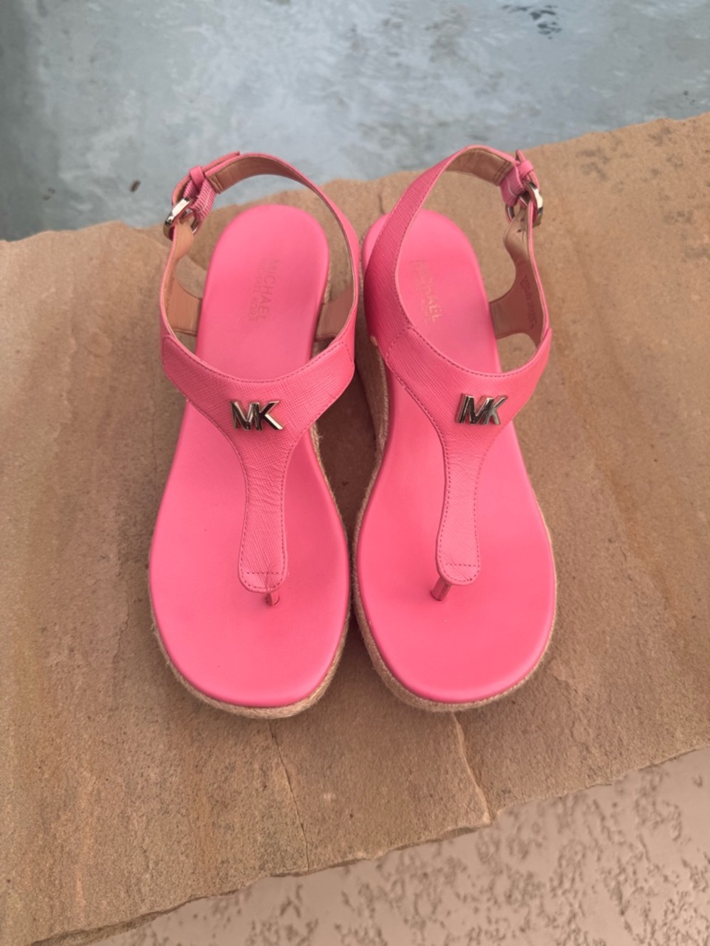 Michael Michael Kors Pink Wedge Espadrille Sandals – Size 6M - Picture 3 of 11